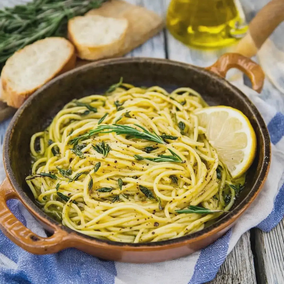Zitronenspaghetti mit Spinat