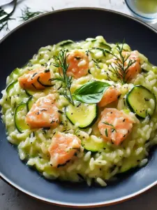 Zucchini-Lachs-Risotto: Gesund, cremig und blitzschnell gekocht