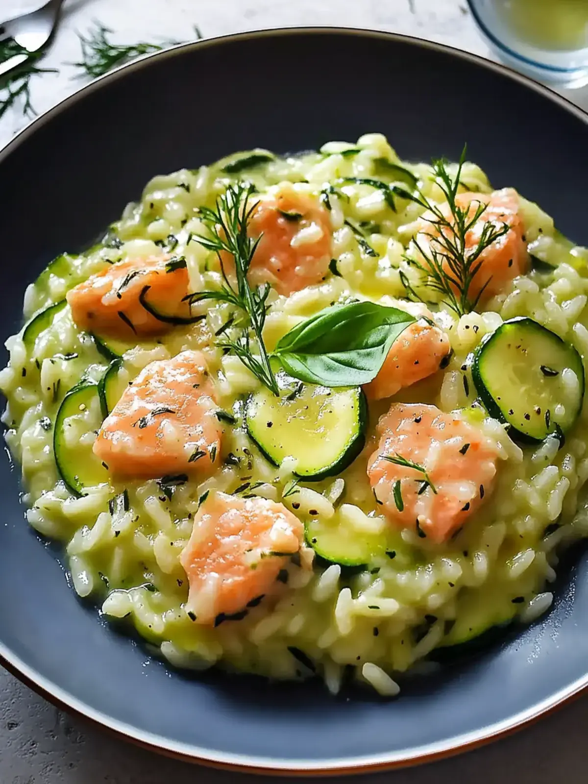 Cremiges Zucchini-Lachs-Risotto für ein gesundes Abendessen 2 Zucchini-Lachs-Risotto