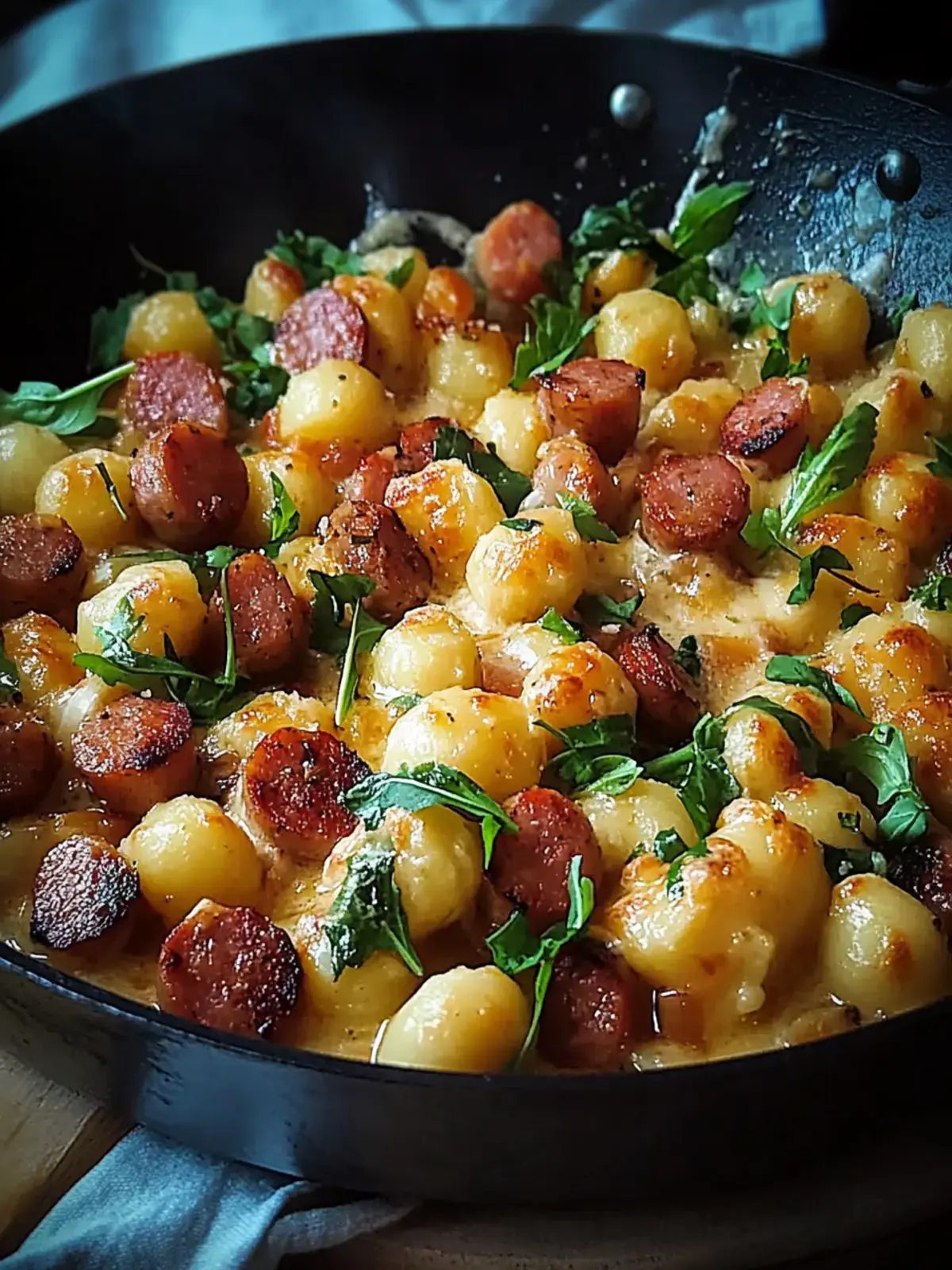 cremige Kielbasa Gnocchi Pfanne