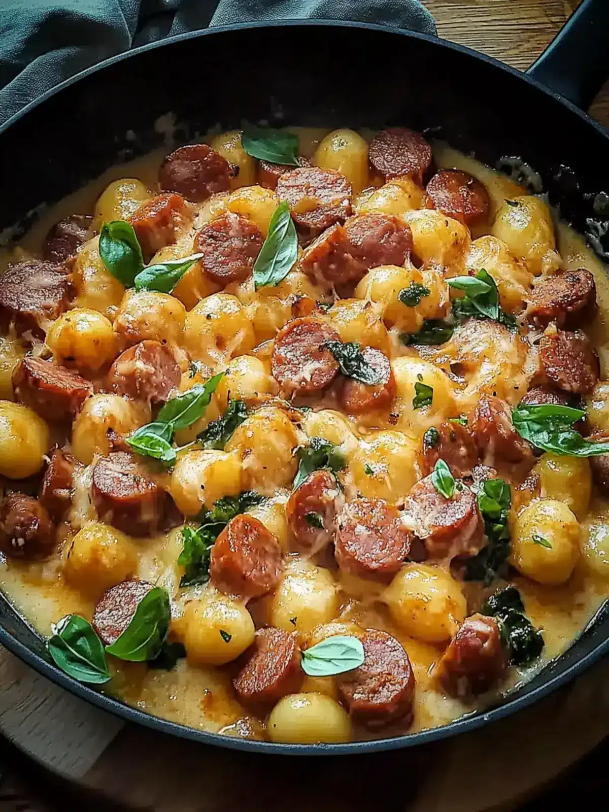 cremige Kielbasa Gnocchi Pfanne