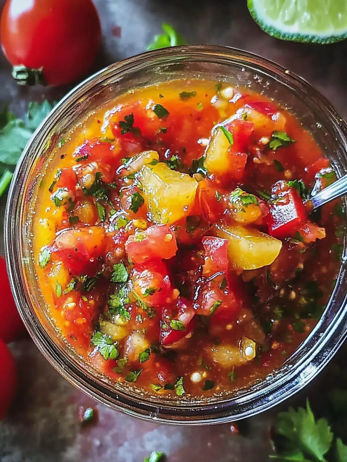 süße scharfe Pfirsichsalsa