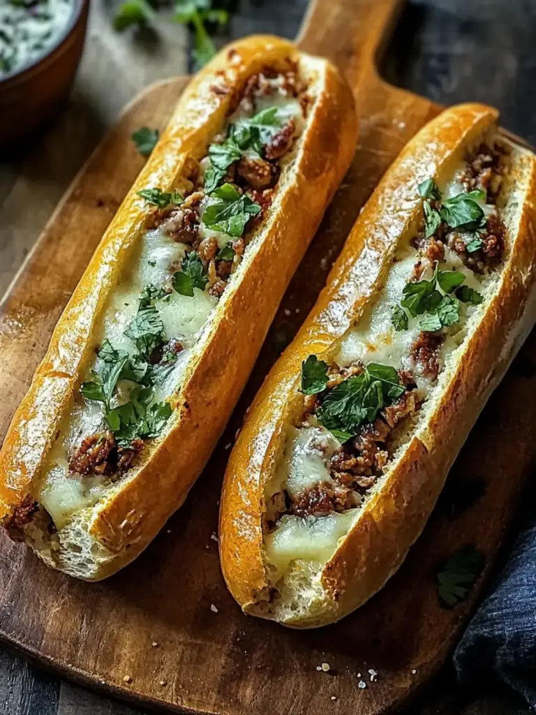 Überbackene Hackfleisch-Baguettes