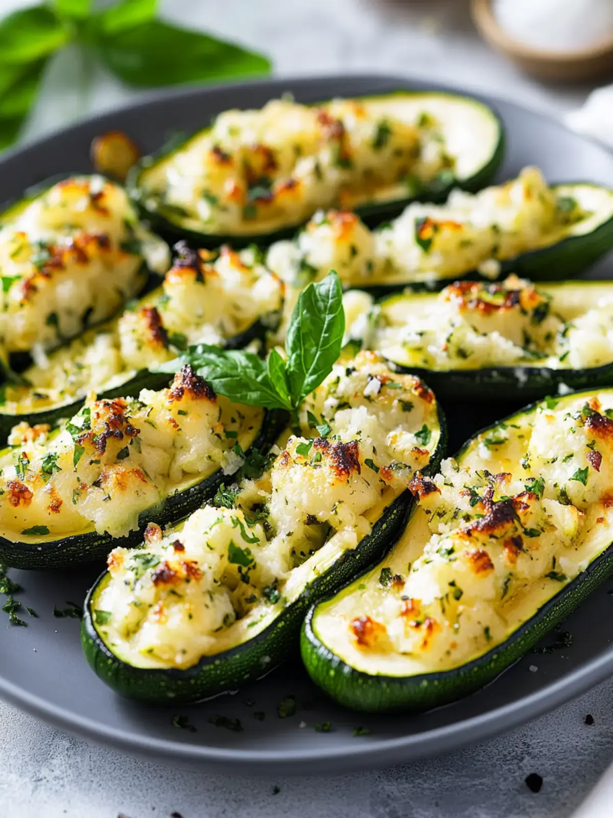 Überbackene gefüllte Zucchini